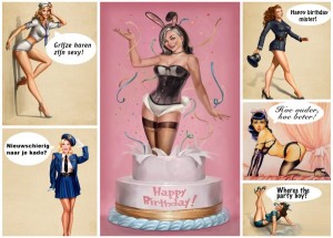 Pin up – verjaardagskaart.