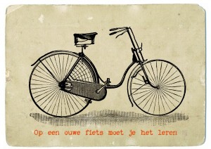 Op een ouwe fiets moet je het leren